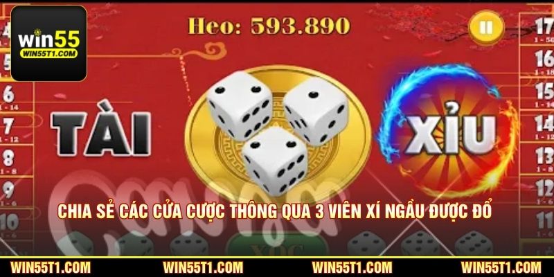 Chia sẻ các cửa cược thông qua 3 viên xí ngầu được đổ